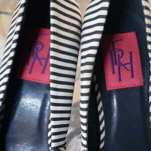 TYR Black and White Striped Heels